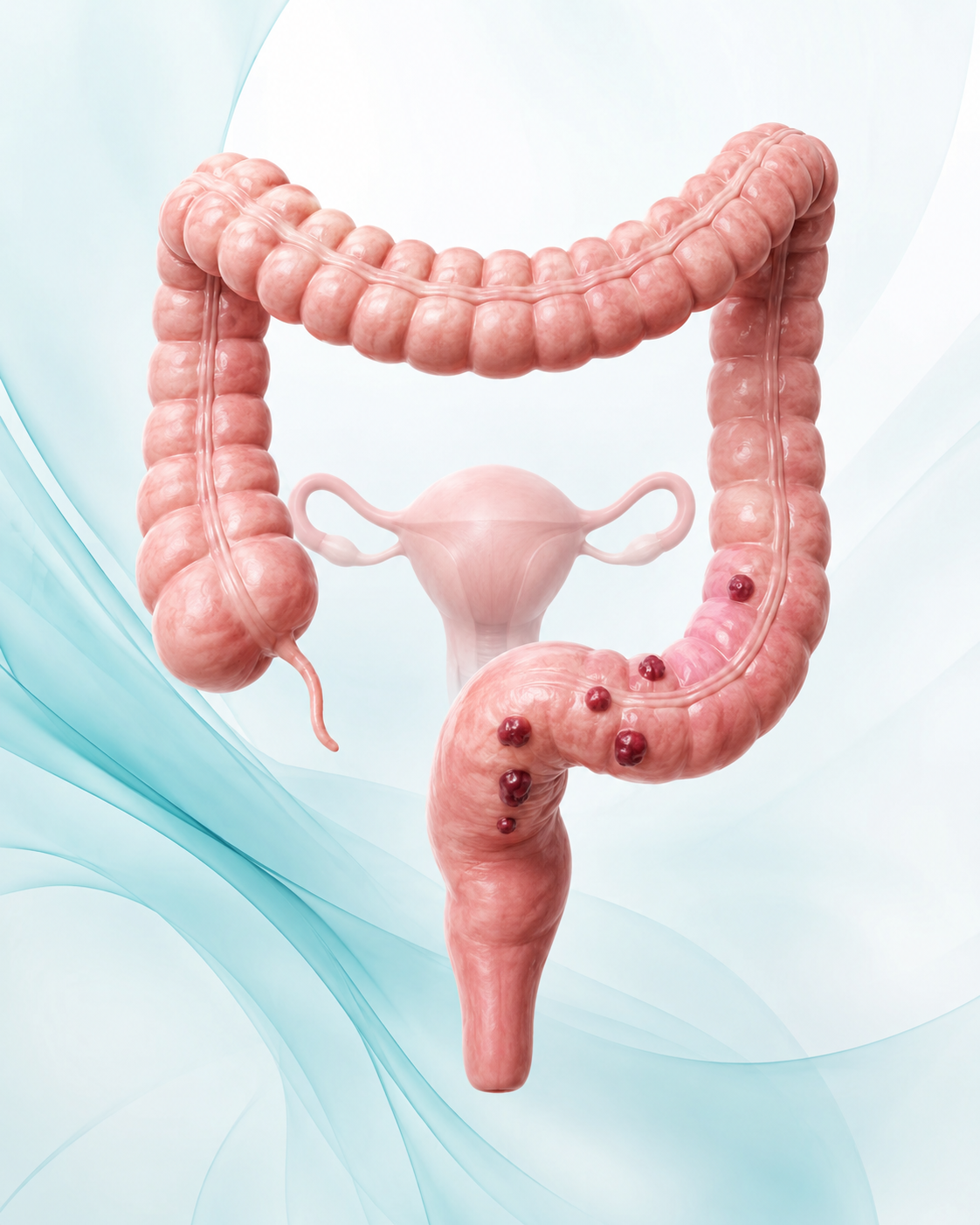 Bağırsak endometriozisinin etkileyebileceği rektum ve sigmoid kolon bölgeleri